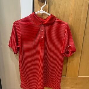 Boys Nike Red and White Polo Shirt Classic Striped Design